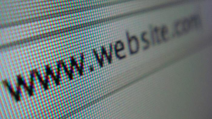 A picture of a browser's address bar. The picture is taken at an angle to the screen. It is so close that you can see the individual pixels of the screen which says, "www.website.com"